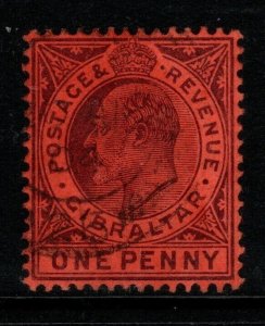 GIBRALTAR SG47 1903 1d DULL PURPLE/RED USED