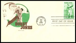 1981 Bobby Jones golf legend 18c Sc 1933 with unsigned cachet