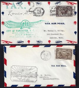CANADA 1929 31 FOUR FIRST FLIGHT COVERS LONDON TORONTO VANCOUVER SASKATOON