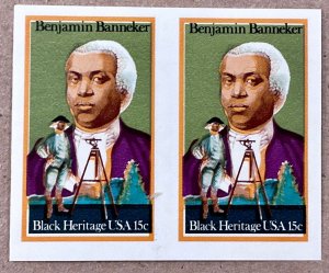 1804 (Var) 15 cent MNH Benjamin Banneker, Black Heritage ERROR IMPERF PAIR 1980
