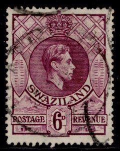 SWAZILAND GVI SG34a, 6d deep magenta, FINE USED.