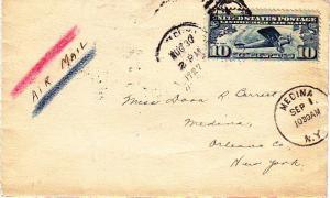 United States York Medina 1927 numeral duplex  10c Lindbergh Airmail.