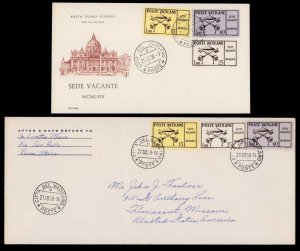 1958 VATICAN CITY Italy # 247-249 Complete Set x2 FDCs