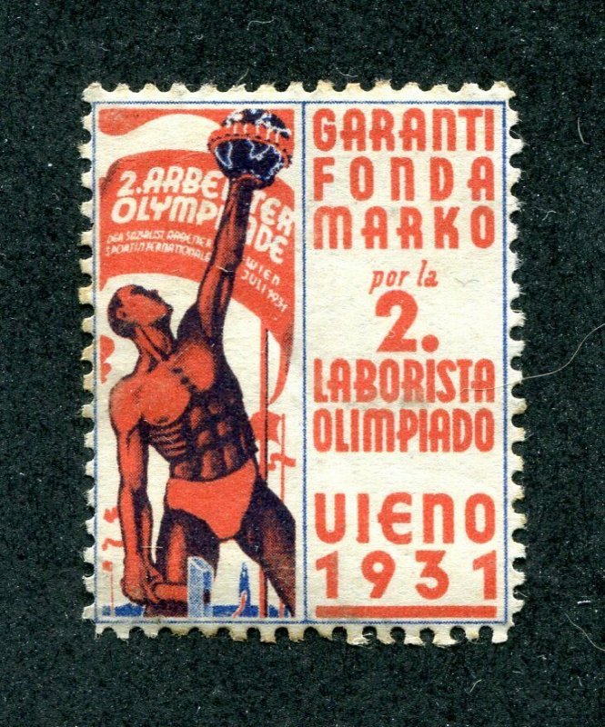 x567 - ESPERANTO Olympic Fund Stamp / Label - Austria 1931 Used. Art Deco Poster