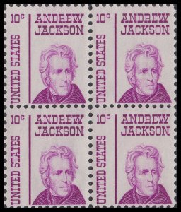 US 1286 Andrew Jackson 10c block (4 stamps) MNH 1967