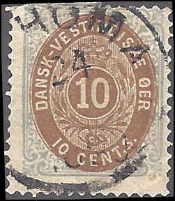 Danish West Indies 10b Used... SCV $25.00