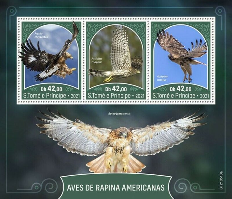 2021/10 - SAO TOME - AMERICAN BIRDS OF PREY        3V    MNH **