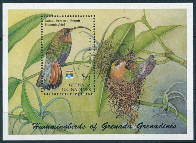 [108790] Grenada Grenadines 1992 Birds vögel oiseaux Hummingbirds Sheet MNH