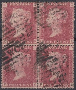 Great Britain 1864/79 1d Red Pl 135 Used Block Of 4 Cv £120