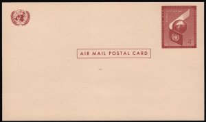 United Nations SC#UXC1 4¢ Air Mail Postal Card (1957) Unused