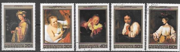 Mongolia 1981  Set of 5 - Portraits of women by Rembrandt