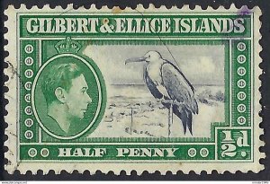 GILBERT & ELLICE ISLANDS 1939 KGVI ½d Indigo & Deep Bluish Green SG43 FU