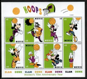 Nevis 1998 - Disney - Basketball Sports - Sheet of 8 Stamps - Scott #1119 - MNH