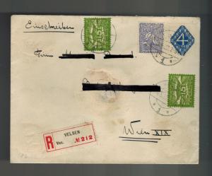 1925 Velsen Netherlands Cover to Vienna Austria Red Wax Seal