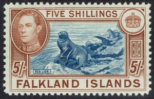 FALKLAND ISLANDS 1938 KGVI SEAL 5/-