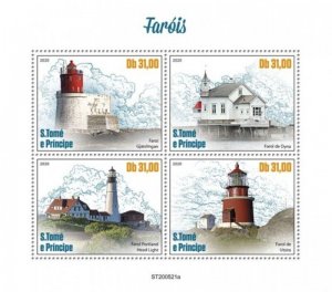 St Thomas - 2020 Lighthouses, Dyna, Portland Head - 4 Stamp Sheet - ST200521a