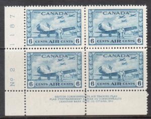 Canada #C7 VF Mint Plate #2 LL Block