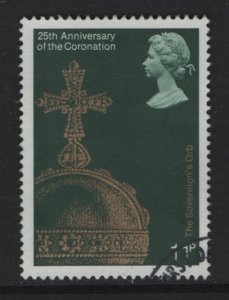 Great Britain  #837  used 1978  anniversary coronation 11p