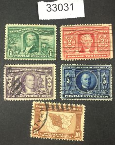 US STAMPS  #323-327 USED LOT #33031