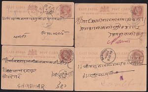 INDIA QV 4 postcards - used with variety of postmarks......................D4047