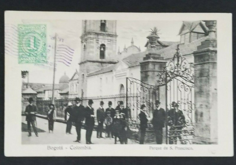 1914 Bogota Colombia to Copenhagen Denmark St Francisco Park RPPC Postcard Cover