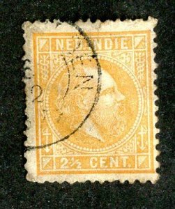 1870 Netherland Indies Sc#7 used  cv. $30 ( 1557 WX )