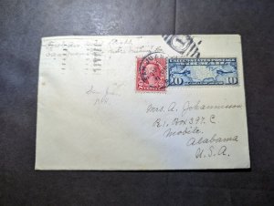 1929 USA Airmail Cover San Juan PR Puerto Rico to Mobile AL