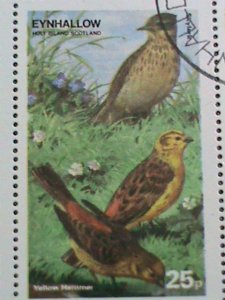 ​EYNHALLOW-SCOTLAND STAMP 1974 COLORFUL LOVELY WORLD BEAUTIFUL BIRDS-CTO-SHEET