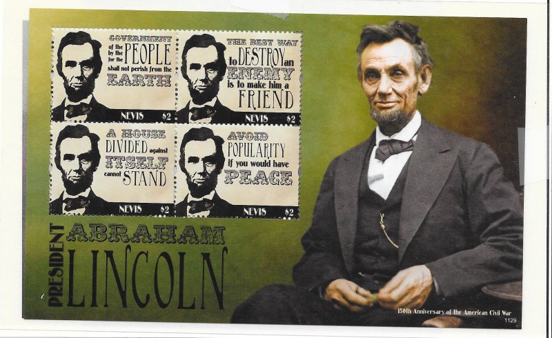 NEVIS #1674-5  AMERICAN CIVIL WAR-LINCOLN'S WORDS  MNH