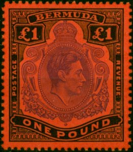 Bermuda 1951 £1 Violet & Black-Scarlet SG121d P.13 Fine LMM