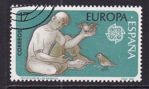 Spain #2475 cancelled 1986  Europa 17p youth feeding birds