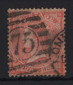 GB 1862 4d bright red (hairlines) sg81 fine used cat £185