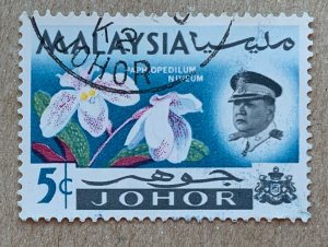 Johore 1965 5c Orchid, used. Scott 171, CV $0.25. SG 168