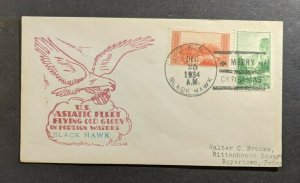 1934 USS Black Hawk Navy Cover to Boyertown PA Merry Christmas Cancel