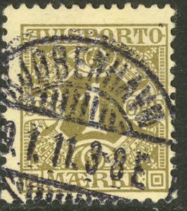 DENMARK 1907 1o Olive NEWSPAPER STAMPS Sc P1 VFU