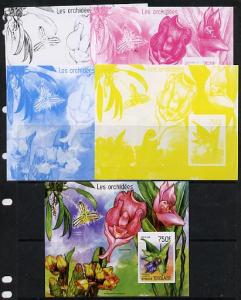 Togo 2014 Orchids imperf s/sheet A - the set of 5 imperf ...