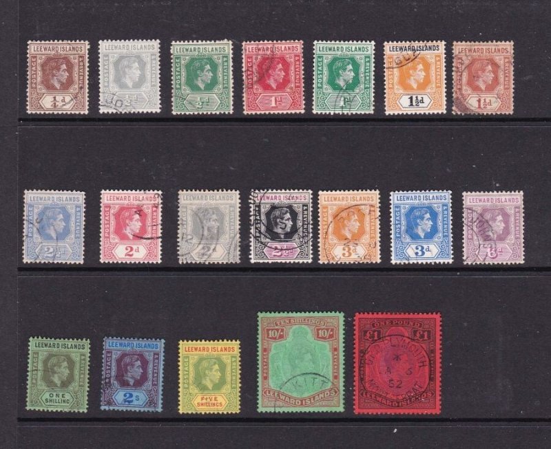 Leeward Islands 1938 SG 95-114b set of 19 FU