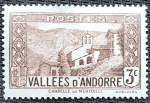 French Andorra *MH* #25 Single Thin Chapel of Meritxell SCV $.90 L31