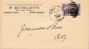 U.S. 1894 Advertising Cover Scott 231 2cent Columbian Green Bay, Wis. Two Sided