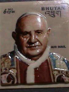 ​BHUTAN-1972 SC#145D POPE JOHN PAUL PLASTIC HEAT MOLDED 3D MNH VERY FINE