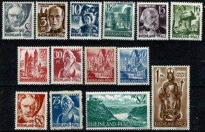 GERMANY ALLIED 1947 RHEINLAND-PFALZ SET SG FR1- SG FR15 MINT (NH) SUPERB (2)