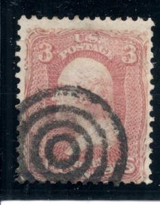 U.S.A./1868/ SCOTT #85/ 3c/ GRILL/ (circles) USED