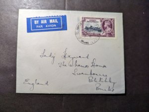 1935 British Singapore Straits Settlements Airmail Cover to Berks England