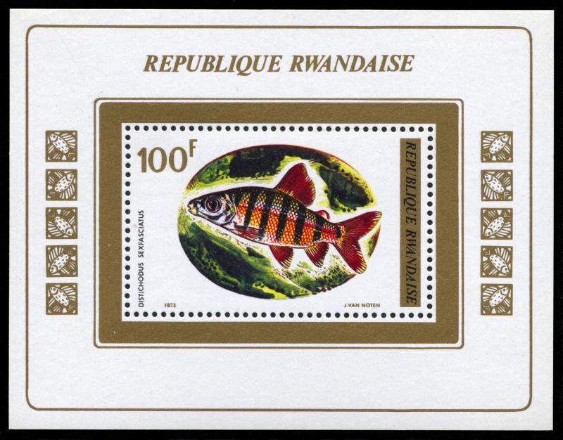 Rwanda 549,MNH, Triggerfish souvenir sheet