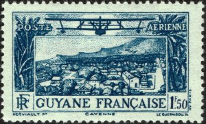 French Guyana #C3  MNH - 1.50fr Plane Over City (1933)