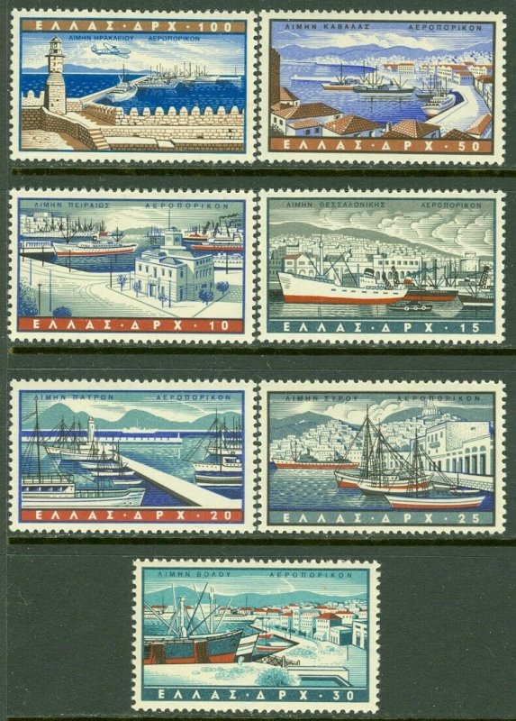 EDW1949SELL : GREECE 1958 Scott #C74-80 Complete set. VF, Mint NH. Catalog $79.