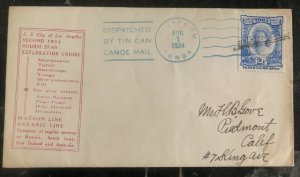 1934 Niuafoou Tonga Toga Islands Tin Can Mail Cover To Piedmont Ca USA