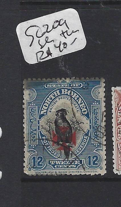 NORTH BORNEO (P1010B)  RED CROSS 12C BIRD  SG 209  SL THIN FU