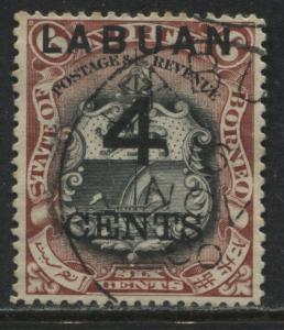 Labuan 1899 4 cents surcharged on 6 cents used