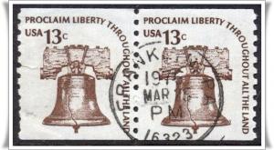 SC#1618 13¢ Liberty Bell Coil Pair Used